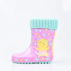Collar Design Custom Color Cute Anti slip Animal Printing Nature Rubber Kids Rain Boots