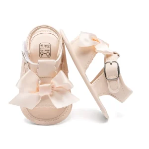 Collection Baby Girl 0 18M First Walkers PU Leather Open Toe Extra Large Bow Cute Sandals for Outdoor Skirt Matching