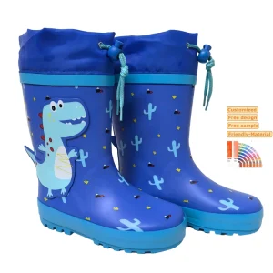 Colorful 3D Print Children Gumboots Blue Dinosaur Rain Boots Non slip Waterproof Boots for Boys