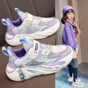 Colorful Casual Shoes Outdoor Fashion Children Sneakers Girl Mesh New Sports Shoes Kids Thick Soft Soled Flat Breathable Running