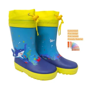 Colorful Children Gumboots Blue Shark Rain Boots Non slip Waterproof Boots for Boys