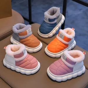 Colorful Design Fluffy Shoes for Home Warm Winter Shoes for Ladies Girls Fashion New Kids Waterproof Snow Boots Boys