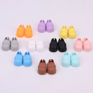 Colorful Plastic Mini Leather Textured Shoes 10cm 15 Cm Doll Can Stand Up Shoes Toys Doll Shoes