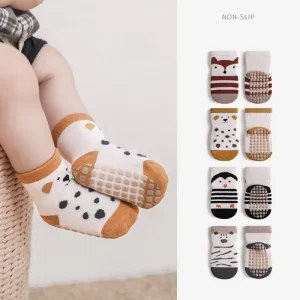 Combed Cotton Baby Cartoon Animal Anti Slip Socks Kids Ankle Grip Floor Socks