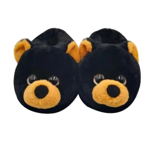Comfortable Animal Indoor Home Plush Black Bear Slippers