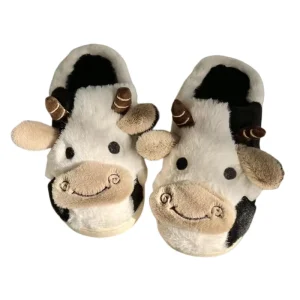Comfortable Cows Plush Slippers Winter Cute Milk Cow Slipper Soft Kids Cow Slippers for Women