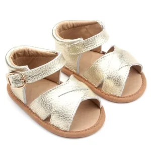 Comfortable Cute Baby Dress Shoe Metallic Gold Soft Sole Baby Girls Shoes Sandals