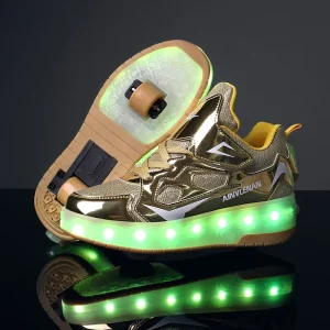 Comfortable LED Sports Shoes with Wheels for Children Trendy Roller Sneakers for School Use Children Roller Shoes
