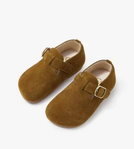 Comfortable Retro Loafers for Toddlers Suede Cowhide Leather Buckle Strap Kids Flats Slip On Shoes for Spring