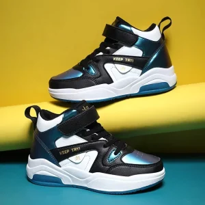 Cool Fashion School Shoes Kids Sneakers High Cut Sports Casual Boy Basketball Shoes
