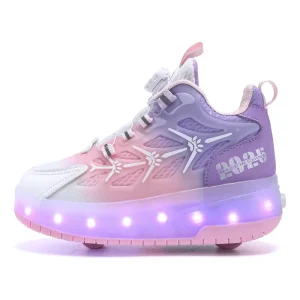 Cool LED Skate Shoes for Boys Girls Adjustable Straight Line Design for Outdoor Sports Walking New Style Sports Shoes