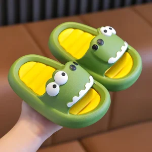 Cool Summer Indoor Anti Slip Silent Slippers for Boys and Girls Cute Dinosaur Design Soft Home Bathroom Slippers for Babies