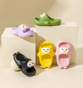 Cool Summer Penguin Indoor Slippers for Boys and Girls Soft Bottom Non Slip Cartoon Design for Home Use or Play