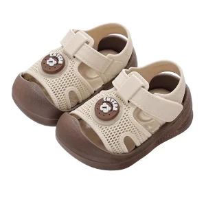 Cow Leather Baby Slipper Infant Boys Fur Shoes Soft Slip Beach Summer Knitted Old Eva Furry Free Sandals for Baby Girl