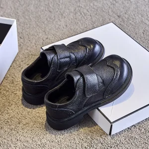 Cowhide Children’s Black Leather Single-layer Shoes Etiquette Performance Shoes Academic Style Baby Soft Leather Shoes