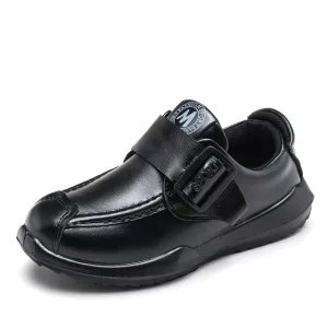 Cowhide Single Boys Kids School Genuine Leather Black Dress Shoes for Children