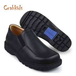 Crabkids Black Dress Shoes Children Shoes Pure Leather Shoelace School Shoes for Kids
