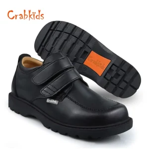 Crabkids Black Dress Shoes Children Shoes Pure Leather Shoelace School Shoes for Kids