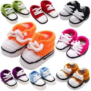 Crochet Wool Yarn Knitted Shoes for Newborn Infant Baby Colorful Breathable Knitting Socks Foot Wearing