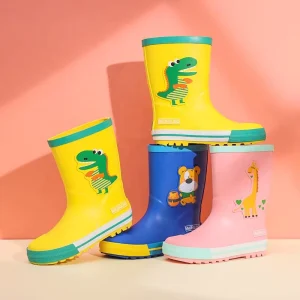 Crocodile Bear Giraffe Cartoon 3D Print Child Rain Boots Waterproof Rubber Rain Shoes for Boys and Girls