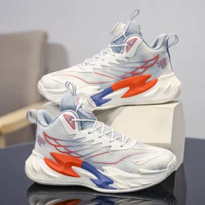 Cross Border Mesh Basketball Shoes Non Slip Breathable Sneakers PVC Practical Training Shoes for Youth Middle