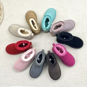 Cross border Children Shoes New Style Ankle Winter Snow Boots Girls Artificial Plush Thickened Lining