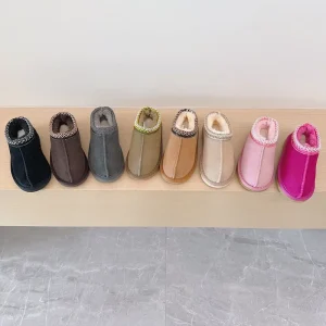 Cross border Cowhide National Wind Children’s Short Snow Boots Winter Thickened Slip on for Boys and Girls