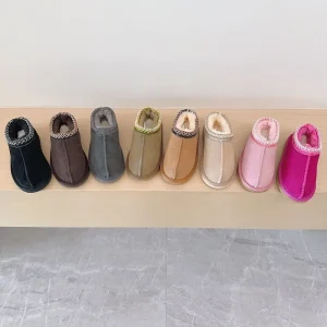 Cross border Cowhide National Wind Children’s Short Snow Boots Winter Thickened Slip on for Boys and Girls