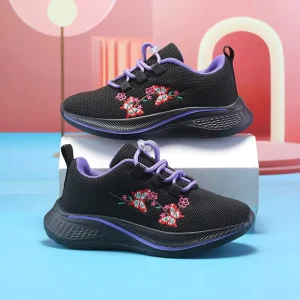 Cross border Girls’ Unisex Shoes Model 3618 Spring New Soft EVA Outsole Children’s Sports Mesh Breathable Casual Fly Woven
