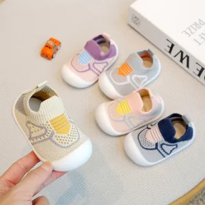 Cross-border Soft-Sole Non-Slip Breathable Mesh Toddler Shoes One-Step Design for 0-1 Years Old