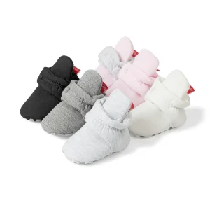 Cross border Toddler Shoes 0 1 Year Infant Cotton Non Slip First Walking Shoes Hook and Loop Closure Mid Calf