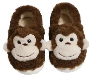 Custom Animal Zapatos Plush Monkey Slippers Ultra Soft Cozy Furry Women Shoes Home Slippers for Women Winter Warm