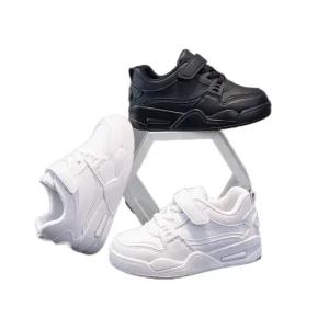 Custom Boys Girls Casual Sneakers for Cushion Sole Leather Hook and Loop Non Slip Wear Resistant Breathable Lightweight Shoes