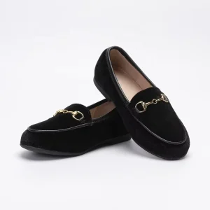 Custom Boys Girls Flat Shoes Kids Black Velvet Slip On Casual Loafers