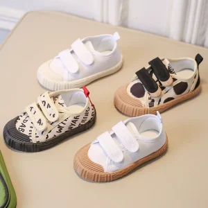 Custom Breathable Casual Canvas Sneakers for Newborn Girls Anti Slip Soft Soles Rainbow Pattern Breathable Baby Crib Cotton