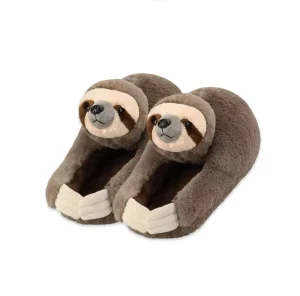 Custom Cartoon Realistic Shape Plush Sloth Slipper Soft Memory Foam Indoor Winter Slippers for Women