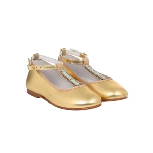 Custom Children Princess Shoes Classic T Bar Gold Genuine Leather Mary Jane Shoes for Kids Girl