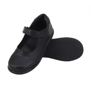 Custom Children Shoes Black Breathable Genuine Leather Kids Girls School Shoes