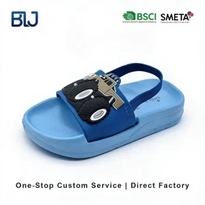 Custom Classic Boys Lightweight Comfortable EVA Sole PVC Upper Cartoon Animation Lace Up Anti Slip Slides Elastic Back