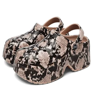 Custom Clogs Women Printed Design Soft EVA Clog Charms Personal Customized Python Pattern Shoe Charms Decoration