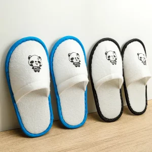 Custom Color Piping Slippers Cute Hotel Slippers for Kids Pull Plush Anti slip EVA Sole Disposable Slippers