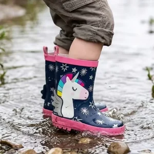 Custom Cute 3D Cartoon Print Low MOQ Toddler Waterproof Winter Unisex Kids Rubber Rain Boots