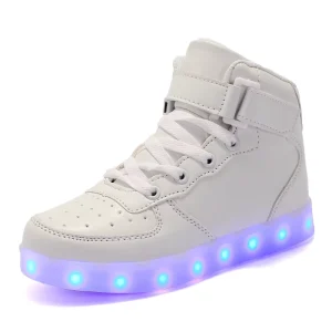 Custom Design Children Boys Girls Glowing Luminous Sneakers USB Charging LED Light Up Skate Shoes for Kids
