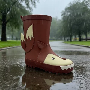 Custom Design Cute Fox Custom Printed Red Girls Rubber Rain Boots Waterproof Gumboots