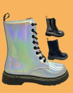Custom Design Kids Boots Girl Long Zipper Boots Western Laser Shiny Girl’s Chunky Heel Dress Ankle Boot