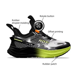 Custom Design Leisure Children Shoes Sneaker OEM Logo Fashion Rotate Button Breathable Casual Shoes for Kids
