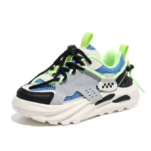 Custom Fashion Children Sneakers Anti-slip Rubber Sole Buckle Kids Running Shoes Sports Basketball Style Shoes for Boys