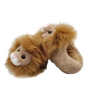Custom Fashion Cute Plush House Indoor Slippers High Quality Outsole Warm House Lion Slippers for Kids