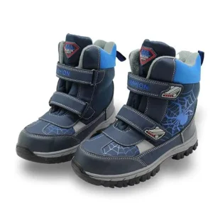 Custom Fashion Kids Winter Snow Boots PU Leather and Rubber Outsole with Warm Fur Lining Waterproof for Boys