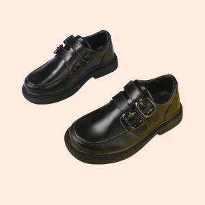 Custom High Quality Girls Fashion Thin Heel Shoes PU Wear Resisting Lightweight Soft Kids Leather Shoes